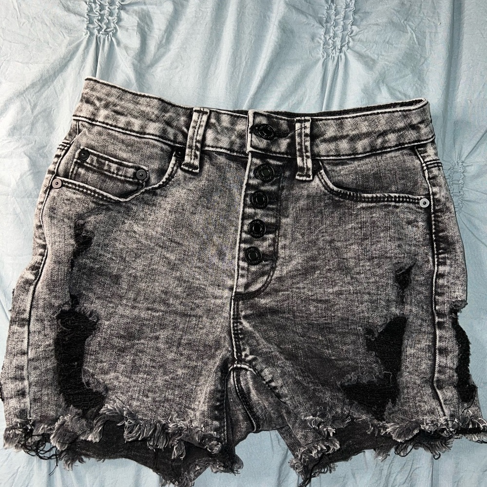 Grey/black acid wash women’s Jean shorts
